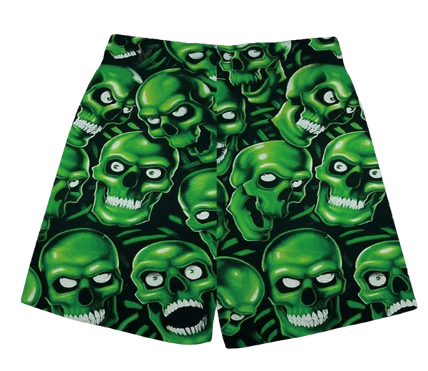 GREEN SKULL SHORTS