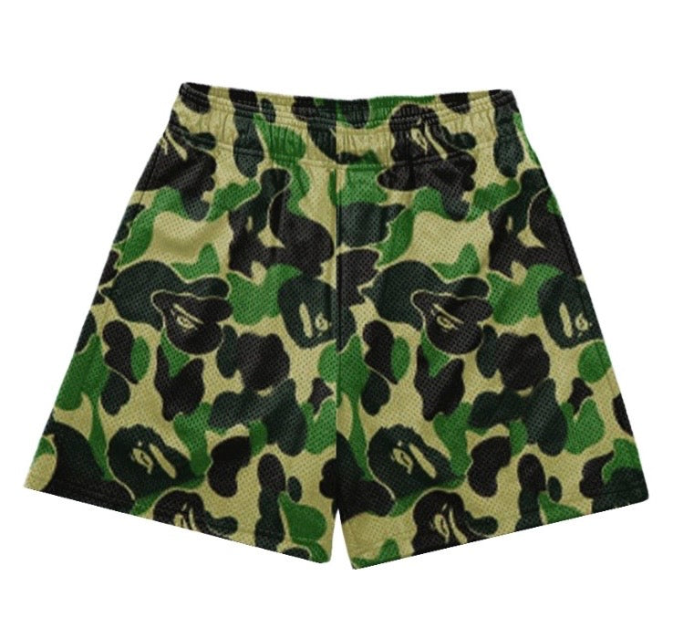 GREEN CAMO APE SHORTS