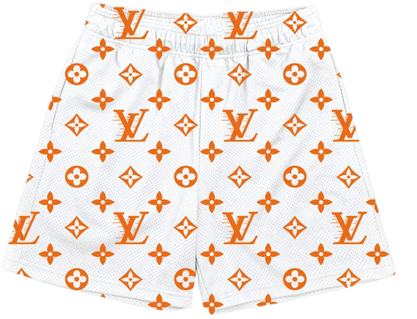 WHITE ORANGE L V SHORTS