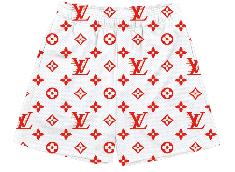 WHITE RED L V SHORTS